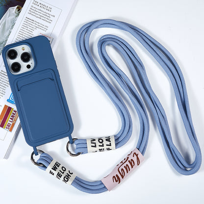 Anti-Drop Slim Case for iPhone 13 Pro Max 6.7 inch Liquid Silicone Phone Cover with Card Slot, Strap