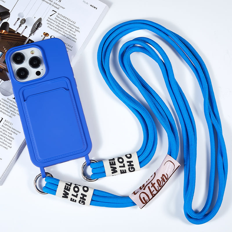 Anti-Drop Slim Case for iPhone 13 Pro Max 6.7 inch Liquid Silicone Phone Cover with Card Slot, Strap