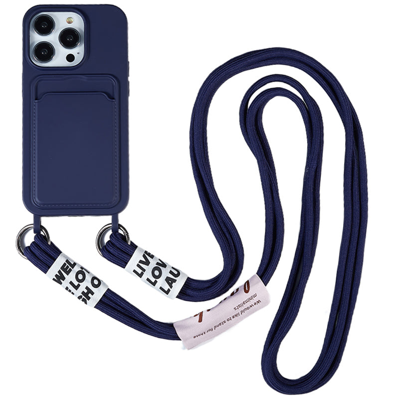 Anti-Drop Slim Case for iPhone 13 Pro Max 6.7 inch Liquid Silicone Phone Cover with Card Slot, Strap