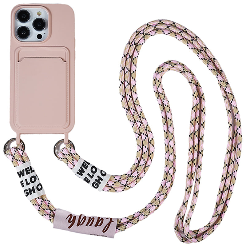 Anti-Drop Slim Case for iPhone 13 Pro Max 6.7 inch Liquid Silicone Phone Cover with Card Slot, Strap