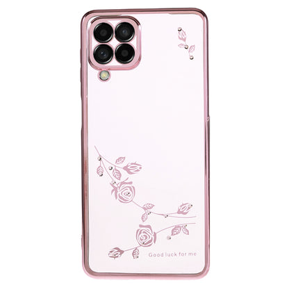KADEM For Samsung Galaxy M53 5G TPU Phone Cover Flower Pattern Rhinestone Decor Electroplating Case
