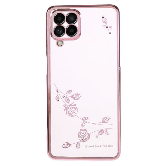 KADEM For Samsung Galaxy M53 5G TPU Phone Cover Flower Pattern Rhinestone Decor Electroplating Case