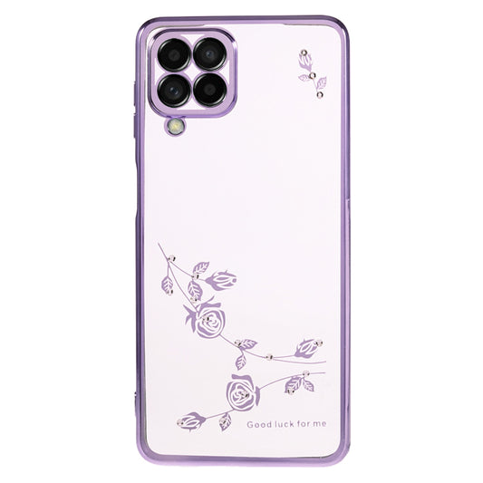 KADEM For Samsung Galaxy M53 5G TPU Phone Cover Flower Pattern Rhinestone Decor Electroplating Case