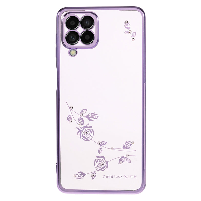 KADEM For Samsung Galaxy M53 5G TPU Phone Cover Flower Pattern Rhinestone Decor Electroplating Case