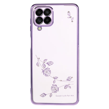 KADEM For Samsung Galaxy M53 5G TPU Phone Cover Flower Pattern Rhinestone Decor Electroplating Case