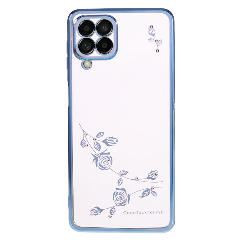 KADEM For Samsung Galaxy M53 5G TPU Phone Cover Flower Pattern Rhinestone Decor Electroplating Case