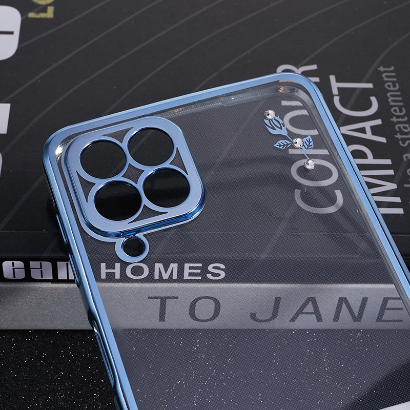 KADEM For Samsung Galaxy M53 5G TPU Phone Cover Flower Pattern Rhinestone Decor Electroplating Case