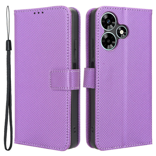 For Infinix Hot 30i / Hot 30i NFC X669 Leather Phone Case Diamond Texture Flip Stand Wallet Cover