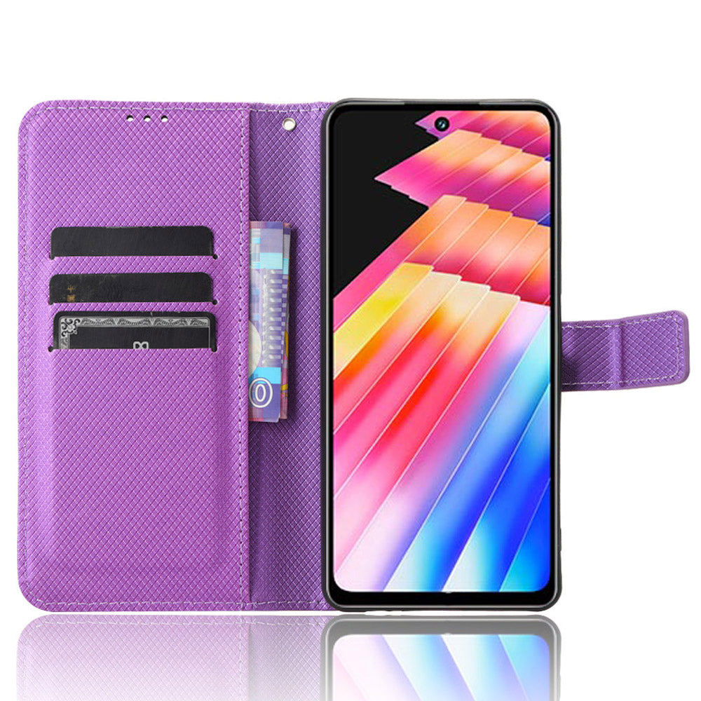 For Infinix Hot 30i / Hot 30i NFC X669 Leather Phone Case Diamond Texture Flip Stand Wallet Cover