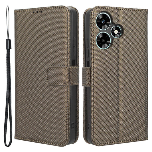 For Infinix Hot 30i / Hot 30i NFC X669 Leather Phone Case Diamond Texture Flip Stand Wallet Cover