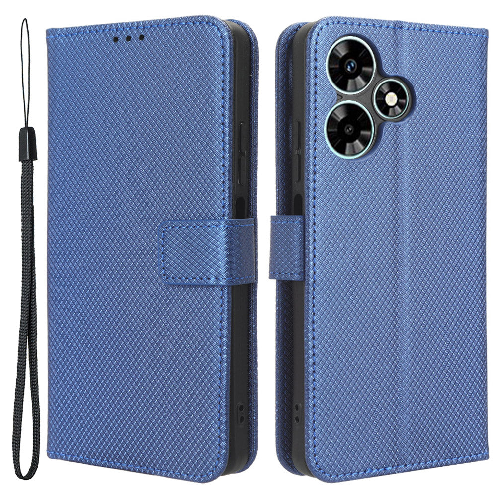 For Infinix Hot 30i / Hot 30i NFC X669 Leather Phone Case Diamond Texture Flip Stand Wallet Cover