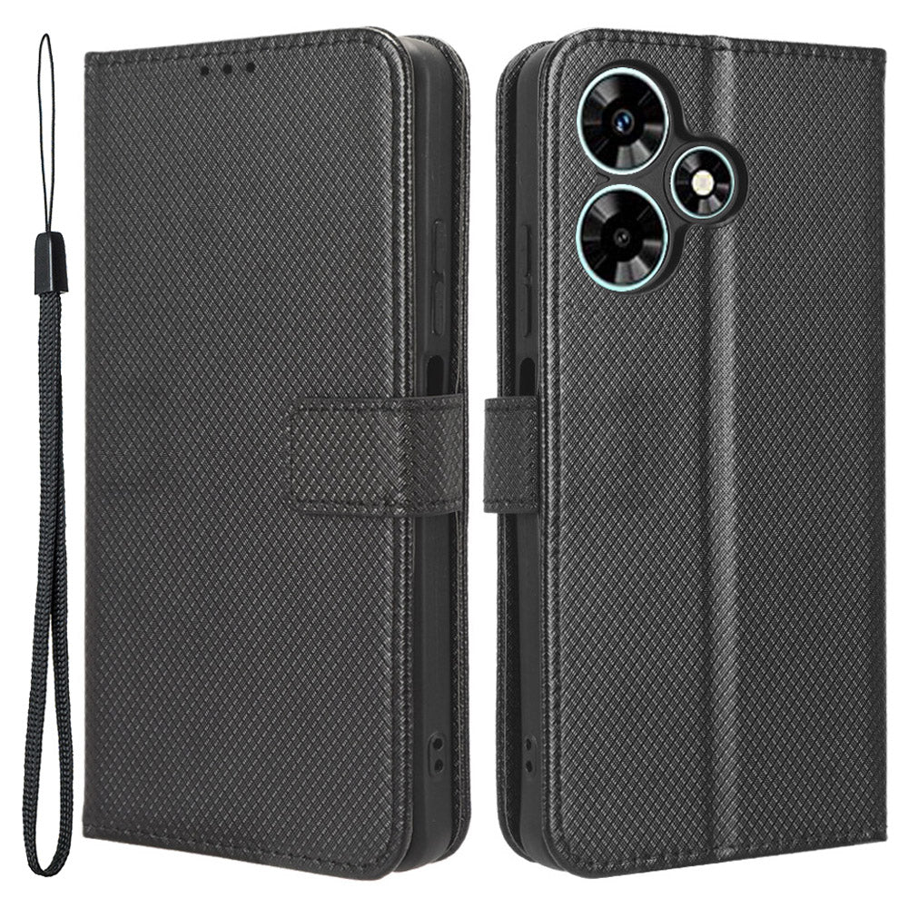 For Infinix Hot 30i / Hot 30i NFC X669 Leather Phone Case Diamond Texture Flip Stand Wallet Cover