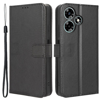 For Infinix Hot 30i / Hot 30i NFC X669 Leather Phone Case Diamond Texture Flip Stand Wallet Cover