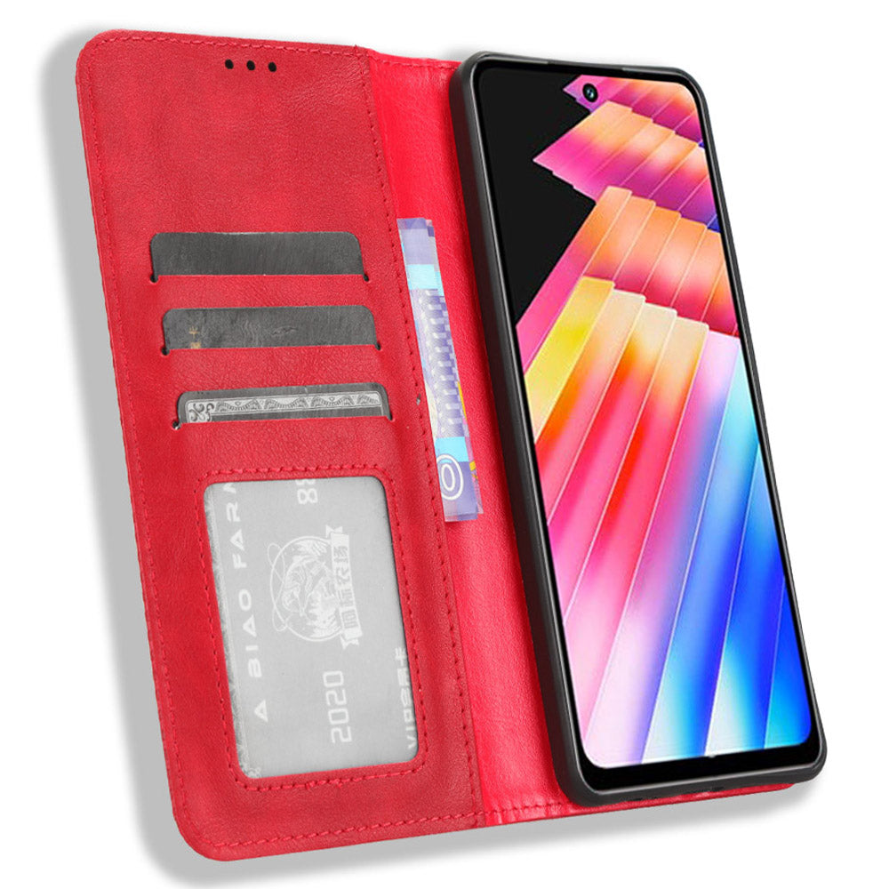 For Infinix Hot 30i / Hot 30i NFC X669 PU Leather Vintage Phone Case Folio Book Stand Wallet Cover