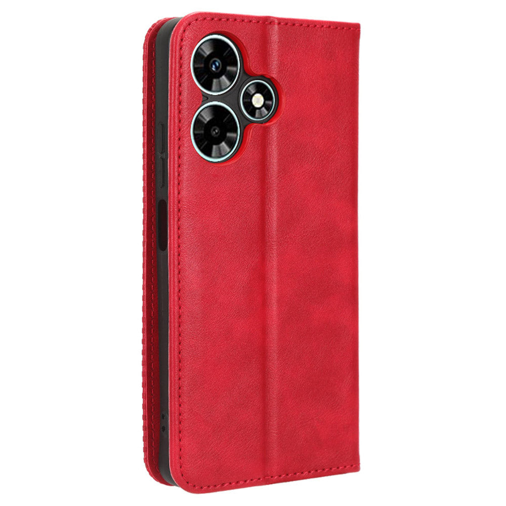 For Infinix Hot 30i / Hot 30i NFC X669 PU Leather Vintage Phone Case Folio Book Stand Wallet Cover