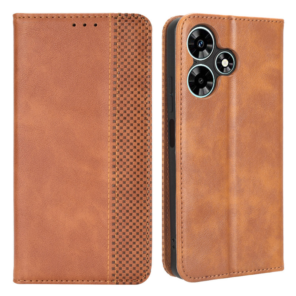 For Infinix Hot 30i / Hot 30i NFC X669 PU Leather Vintage Phone Case Folio Book Stand Wallet Cover