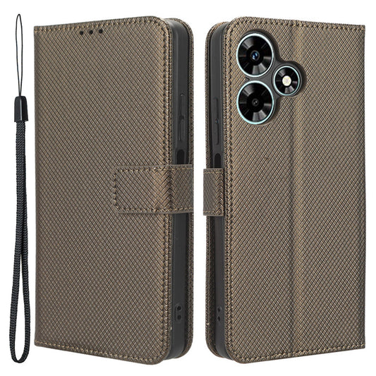 For Infinix Hot 30 X6831 PU Leather Folio Phone Case Wallet Diamond Texture Stand Design Cover