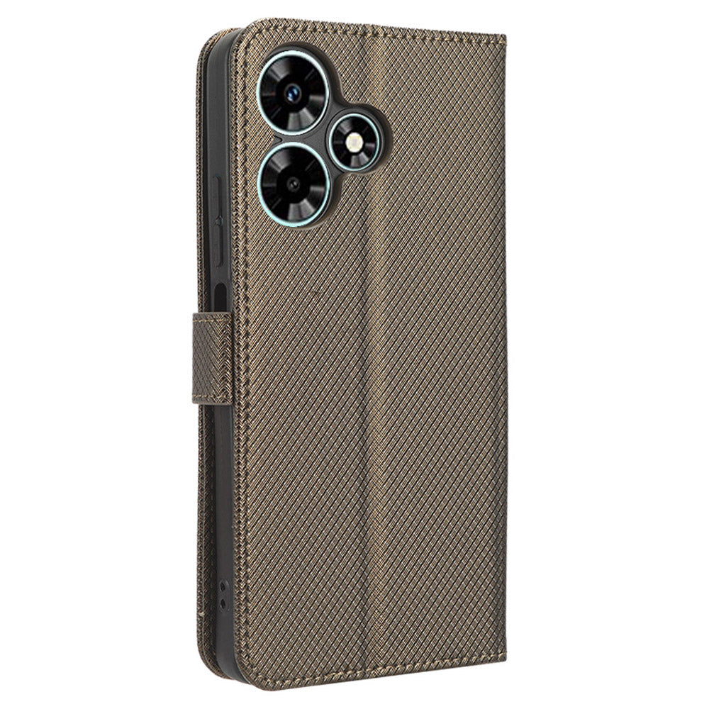 For Infinix Hot 30 X6831 PU Leather Folio Phone Case Wallet Diamond Texture Stand Design Cover