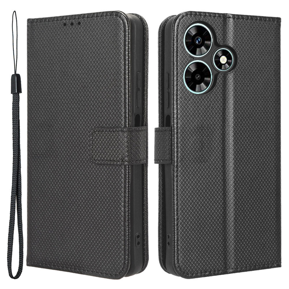 For Infinix Hot 30 X6831 PU Leather Folio Phone Case Wallet Diamond Texture Stand Design Cover