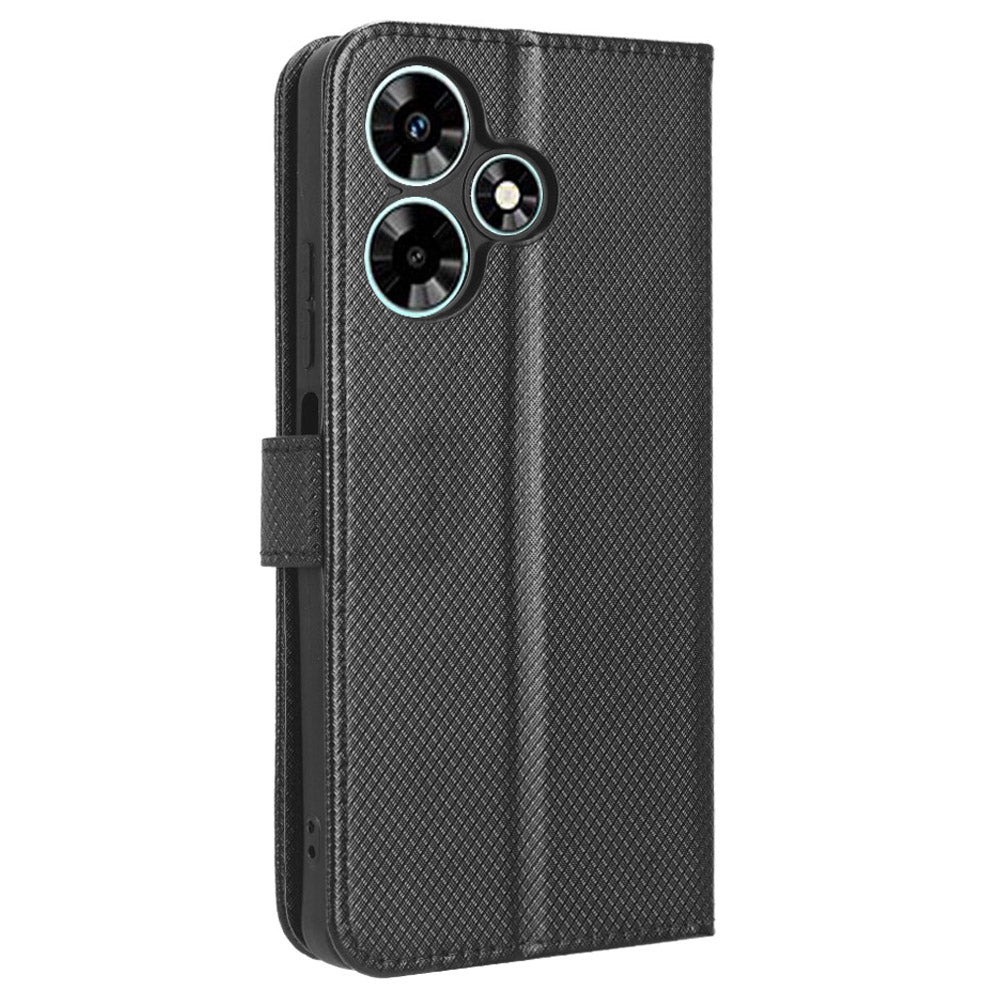 For Infinix Hot 30 X6831 PU Leather Folio Phone Case Wallet Diamond Texture Stand Design Cover