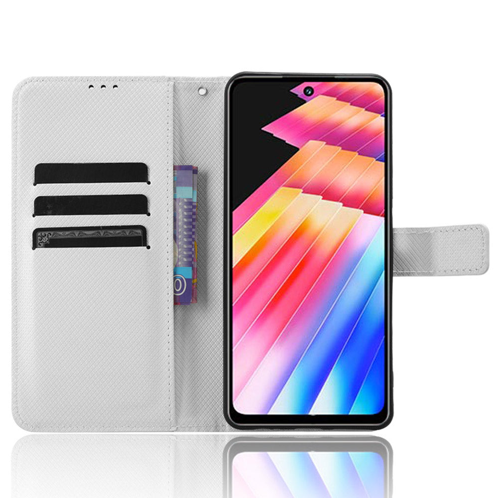 For Infinix Hot 30 X6831 PU Leather Folio Phone Case Wallet Diamond Texture Stand Design Cover