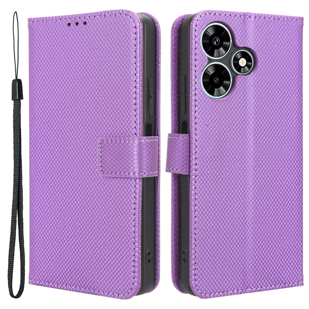 For Infinix Hot 30 X6831 PU Leather Folio Phone Case Wallet Diamond Texture Stand Design Cover