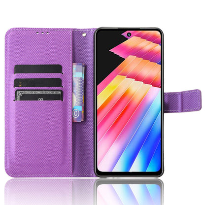 For Infinix Hot 30 X6831 PU Leather Folio Phone Case Wallet Diamond Texture Stand Design Cover