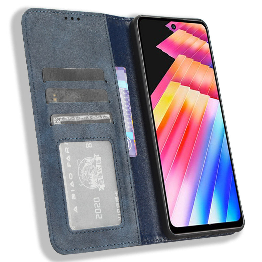 For Infinix Hot 30 X6831 PU Leather Flip Folio Case Retro Texture Stand Wallet Magnetic Cell Phone Cover
