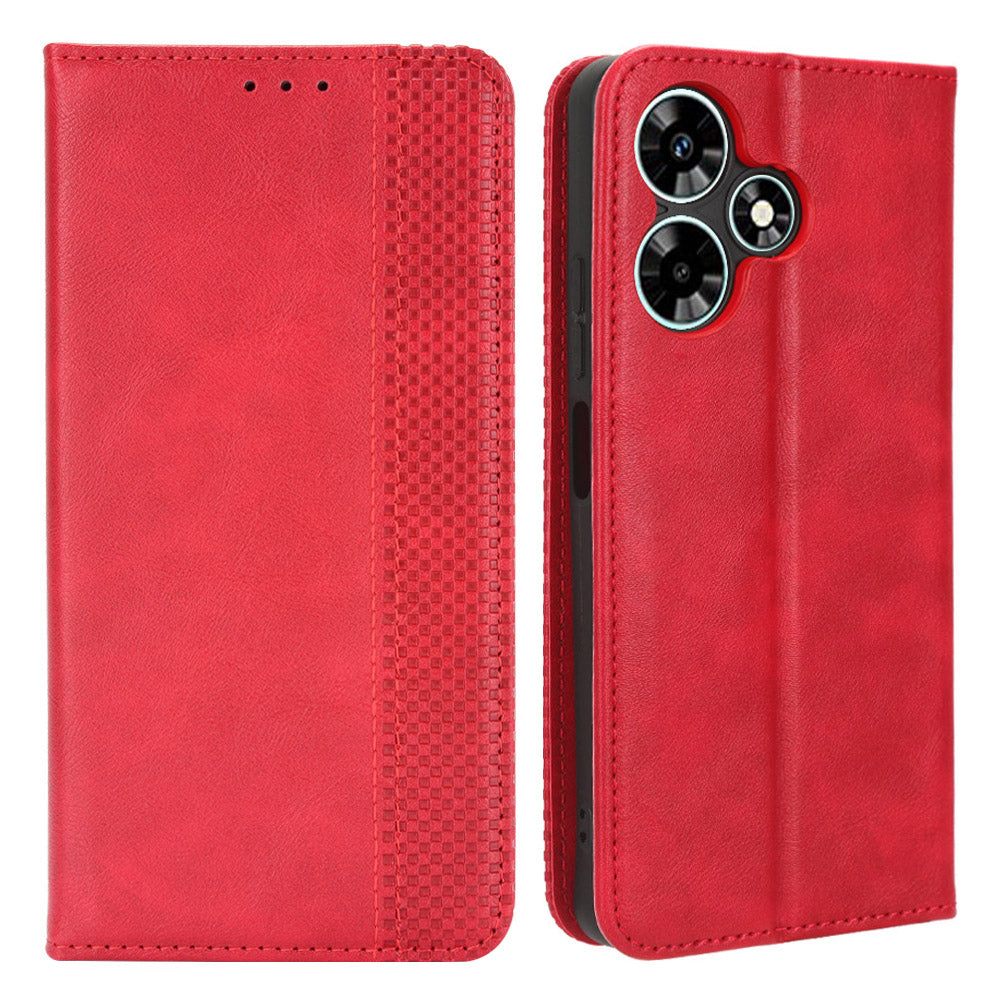 For Infinix Hot 30 X6831 PU Leather Flip Folio Case Retro Texture Stand Wallet Magnetic Cell Phone Cover