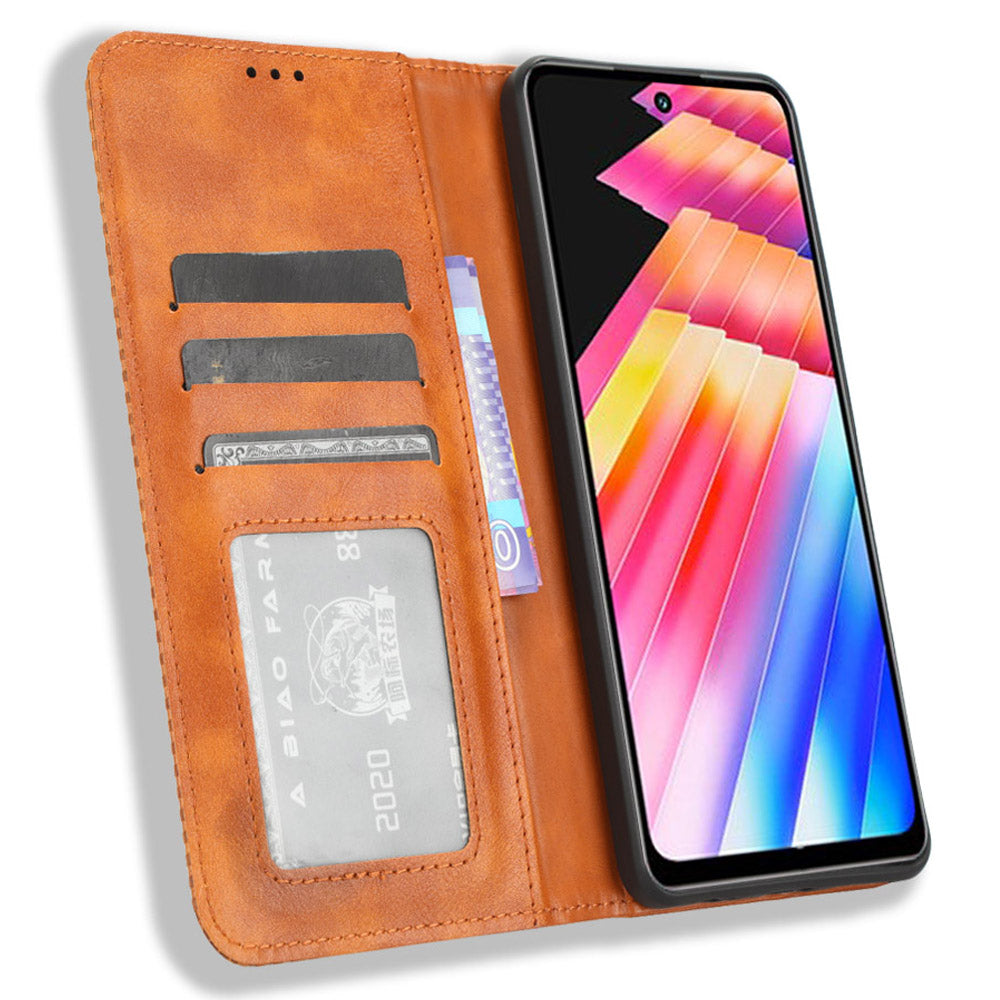For Infinix Hot 30 X6831 PU Leather Flip Folio Case Retro Texture Stand Wallet Magnetic Cell Phone Cover