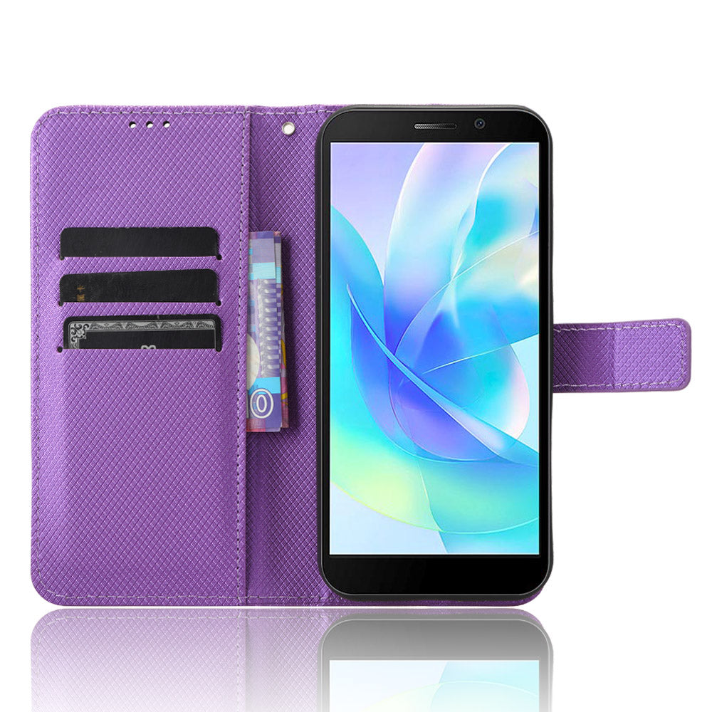 Wallet Case for Doogee X97 / X97 Pro , PU Leather Diamond Texture Stand Shockproof Phone Cover