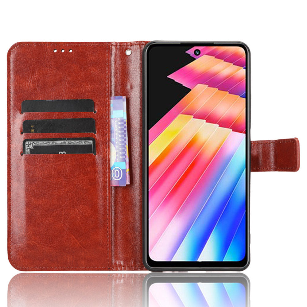 For Infinix Hot 30 Play Crazy Horse Texture Protective Stand Shell PU Leather Wallet Phone Case