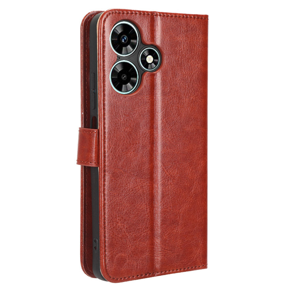 For Infinix Hot 30 Play Crazy Horse Texture Protective Stand Shell PU Leather Wallet Phone Case