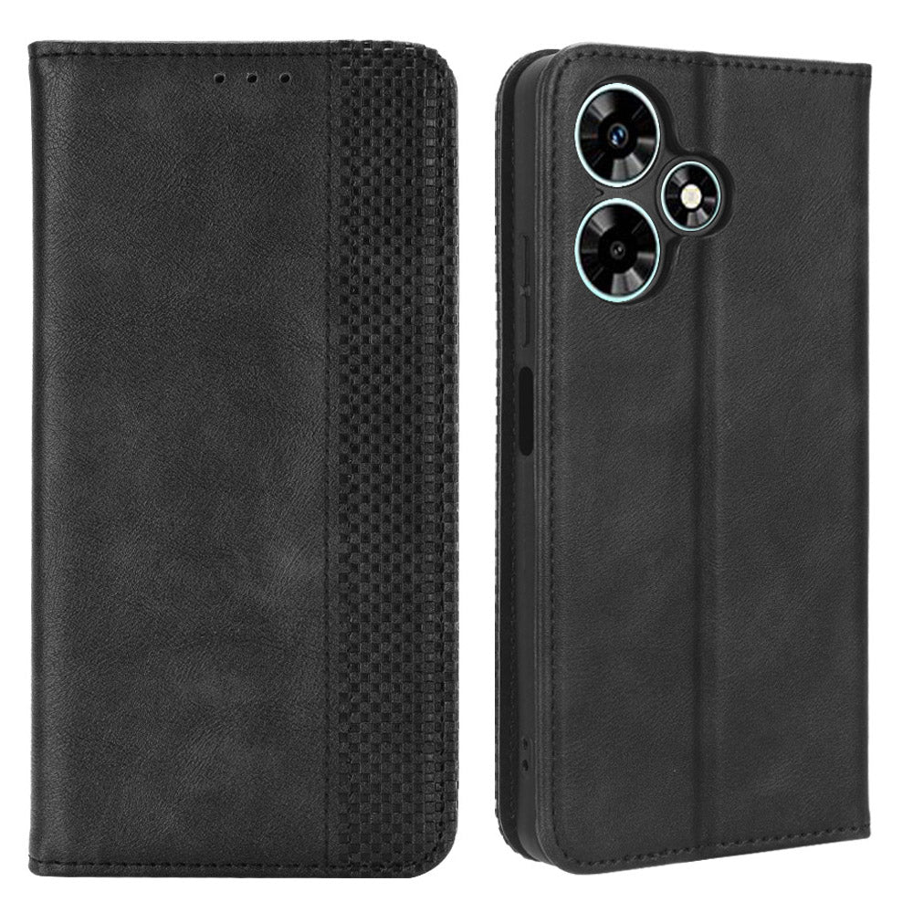 For Infinix Hot 30 Play Retro PU Leather Phone Case Folio Stand Wallet Protective Shell