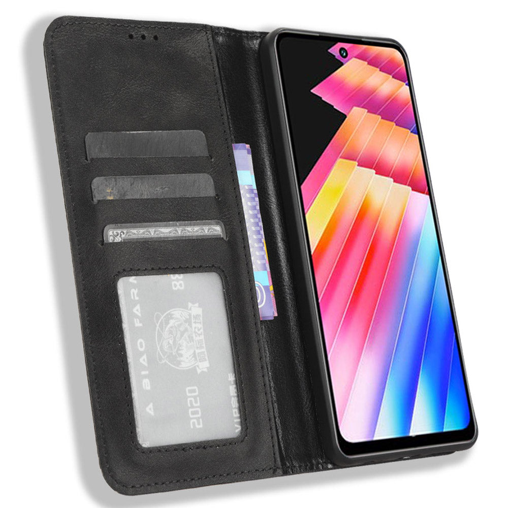 For Infinix Hot 30 Play Retro PU Leather Phone Case Folio Stand Wallet Protective Shell