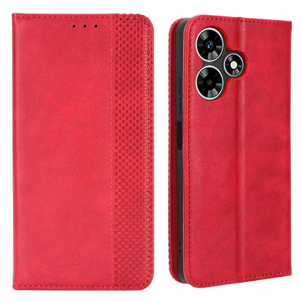 For Infinix Hot 30 Play Retro PU Leather Phone Case Folio Stand Wallet Protective Shell