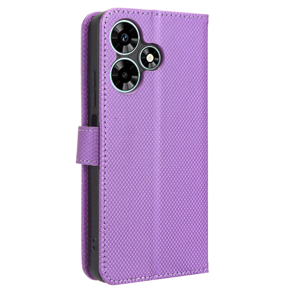 For Infinix Hot 30 Play Leather Phone Cover Diamond Texture Flip Stand Wallet Case