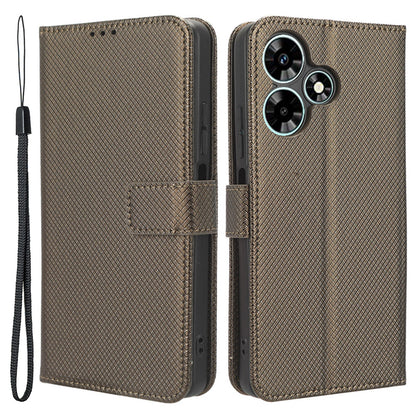 For Infinix Hot 30 Play Leather Phone Cover Diamond Texture Flip Stand Wallet Case