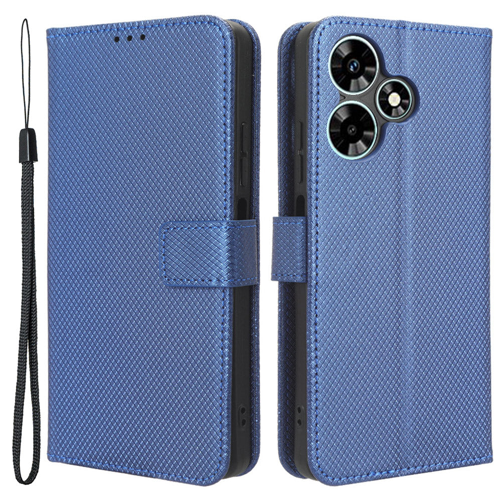 For Infinix Hot 30 Play Leather Phone Cover Diamond Texture Flip Stand Wallet Case