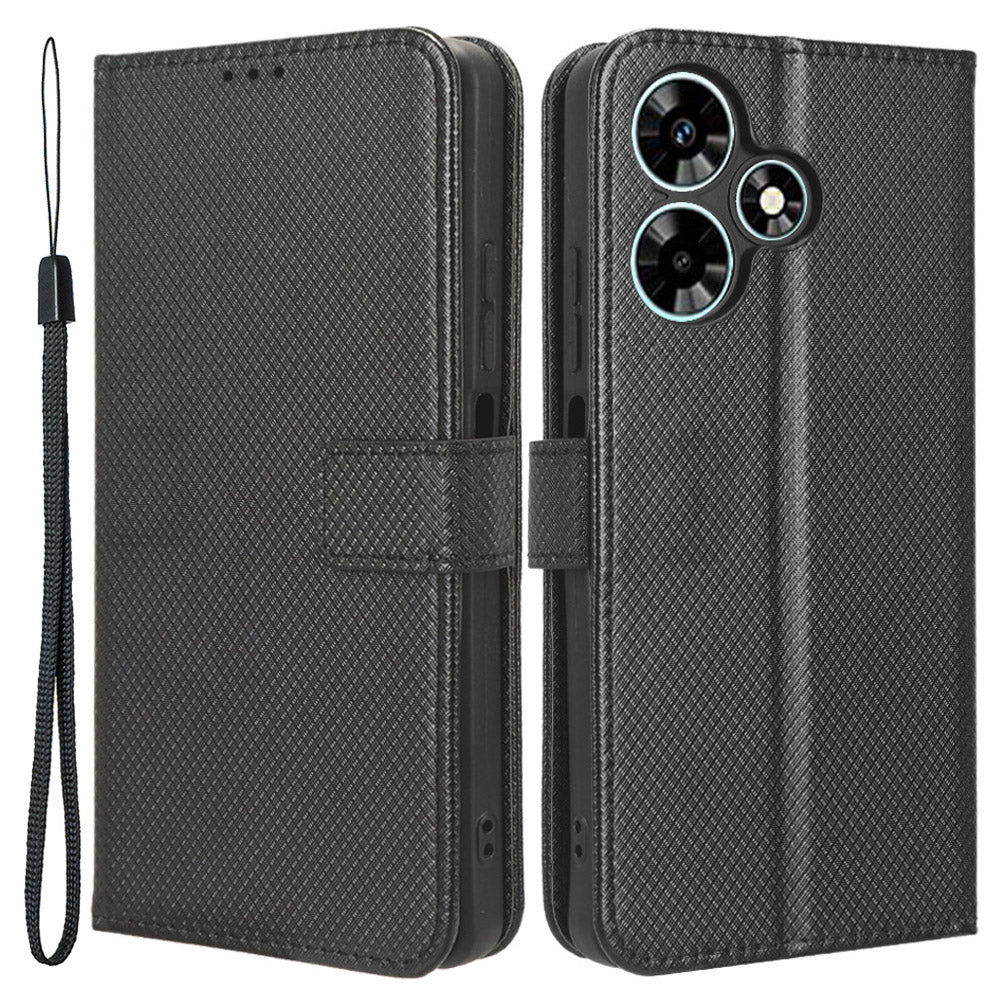 For Infinix Hot 30 Play Leather Phone Cover Diamond Texture Flip Stand Wallet Case