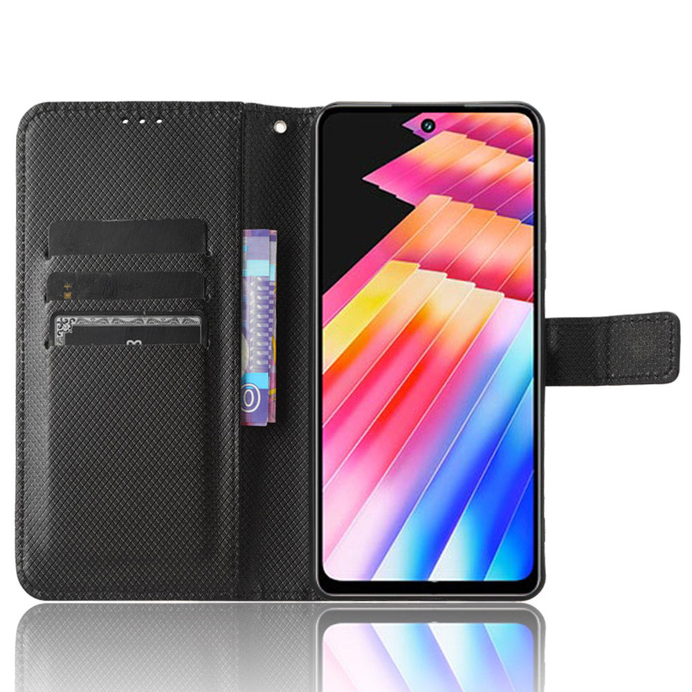 For Infinix Hot 30 Play Leather Phone Cover Diamond Texture Flip Stand Wallet Case