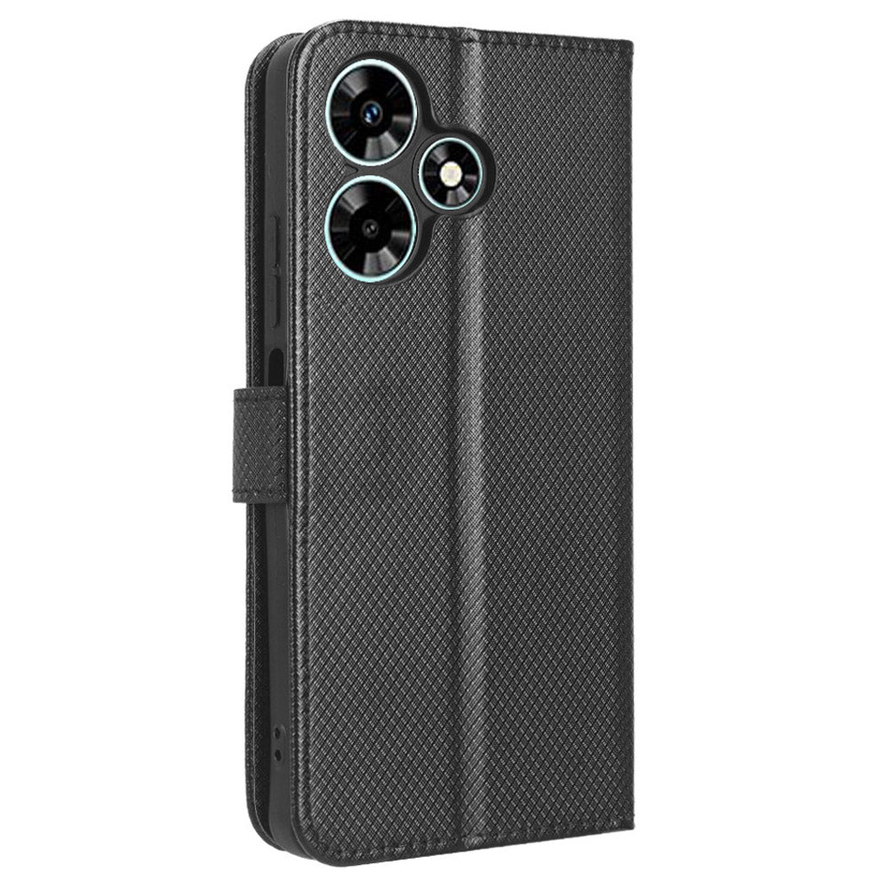 For Infinix Hot 30 Play Leather Phone Cover Diamond Texture Flip Stand Wallet Case