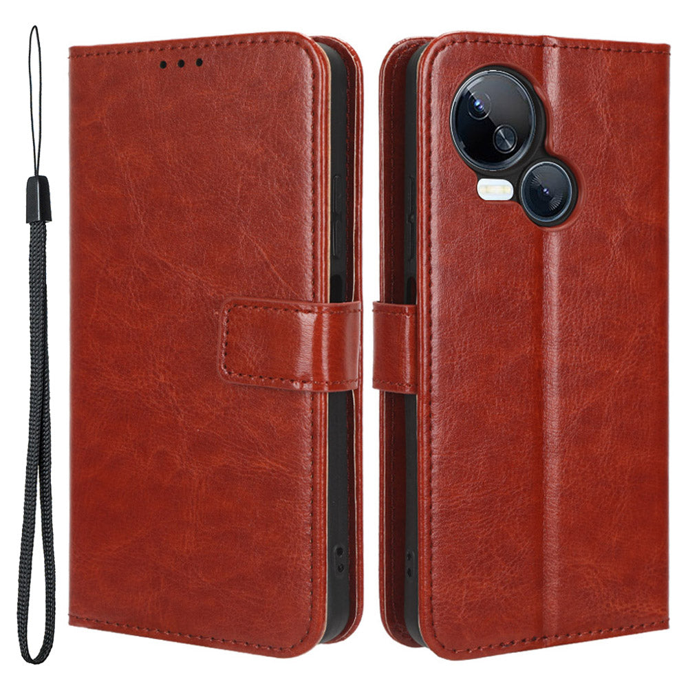 For Tecno Spark 10 5G PU Leather Crazy Horse Texture Phone Cover Flip Stand Wallet Case