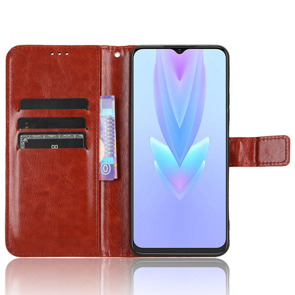 For Tecno Spark 10 5G PU Leather Crazy Horse Texture Phone Cover Flip Stand Wallet Case