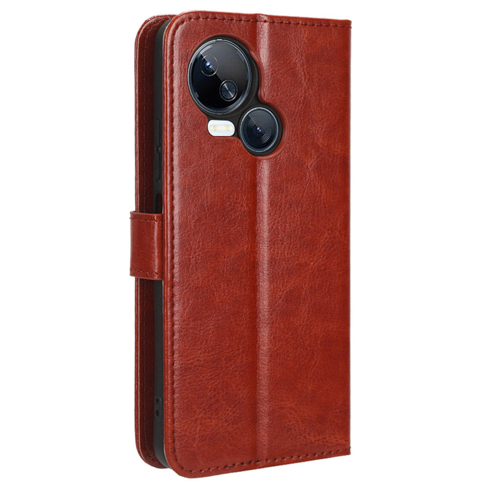 For Tecno Spark 10 5G PU Leather Crazy Horse Texture Phone Cover Flip Stand Wallet Case