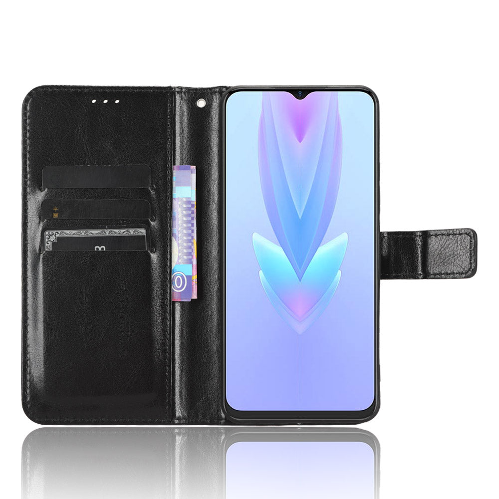 For Tecno Spark 10 5G PU Leather Crazy Horse Texture Phone Cover Flip Stand Wallet Case