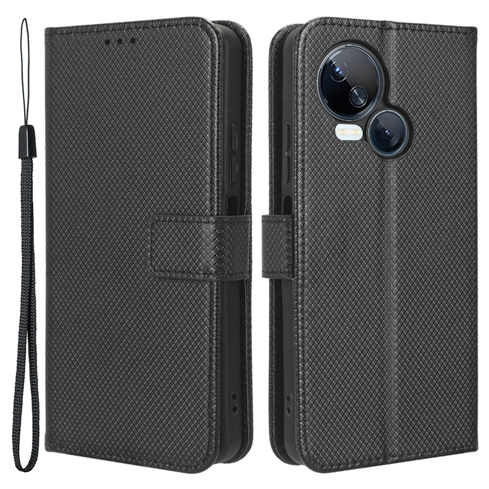 For Tecno Spark 10 5G Folio Stand PU Leather Phone Case Diamond Texture Wallet Flip Cover