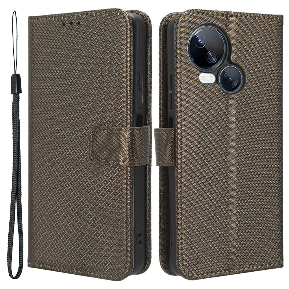 For Tecno Spark 10 5G Folio Stand PU Leather Phone Case Diamond Texture Wallet Flip Cover