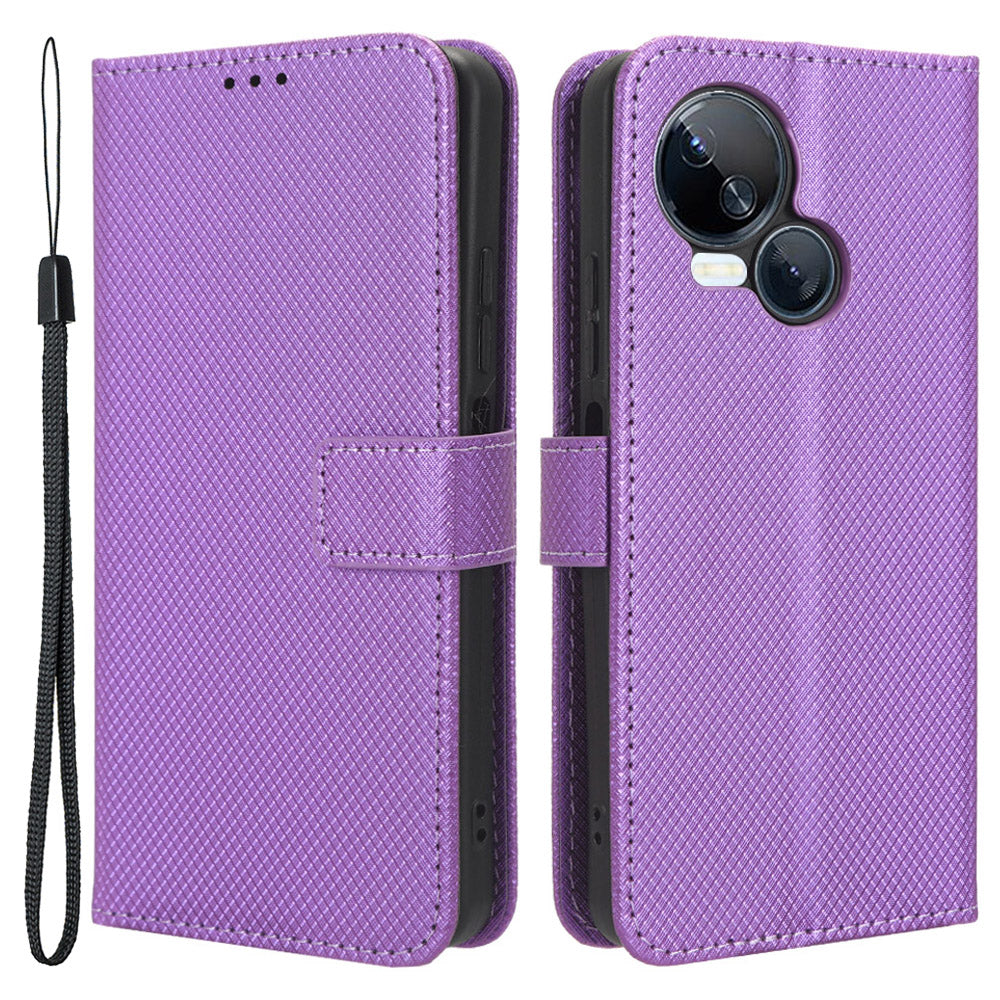 For Tecno Spark 10 5G Folio Stand PU Leather Phone Case Diamond Texture Wallet Flip Cover