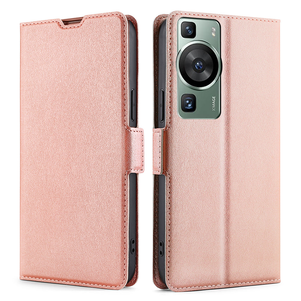 Shockproof Phone Case for Huawei P60 / P60 Pro PU Leather Anti-Drop Flip Cover with Card Slot Stand